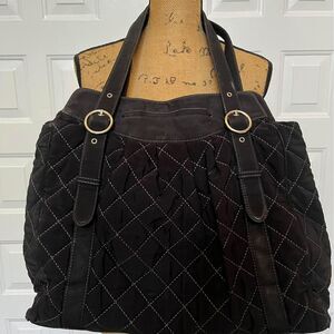 Classic Black Vera Bradley Quilted Microfiber Tote Bag Handbag Purse travel bag